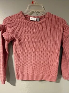 Place Rose Pink Waffle Knit Crewneck Sweater